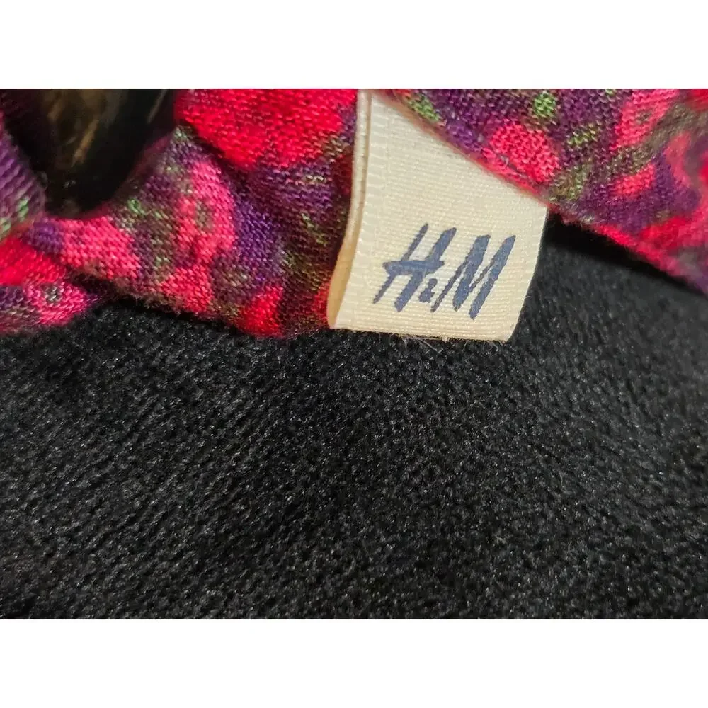 H&M Floral Shirt Dress Women's Size 10 Multicolor Collard Long Sleeves - Picture 10 of 14